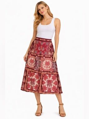 Farm Rio A-Line Paisley Scarf Print Midi Skirt size XL